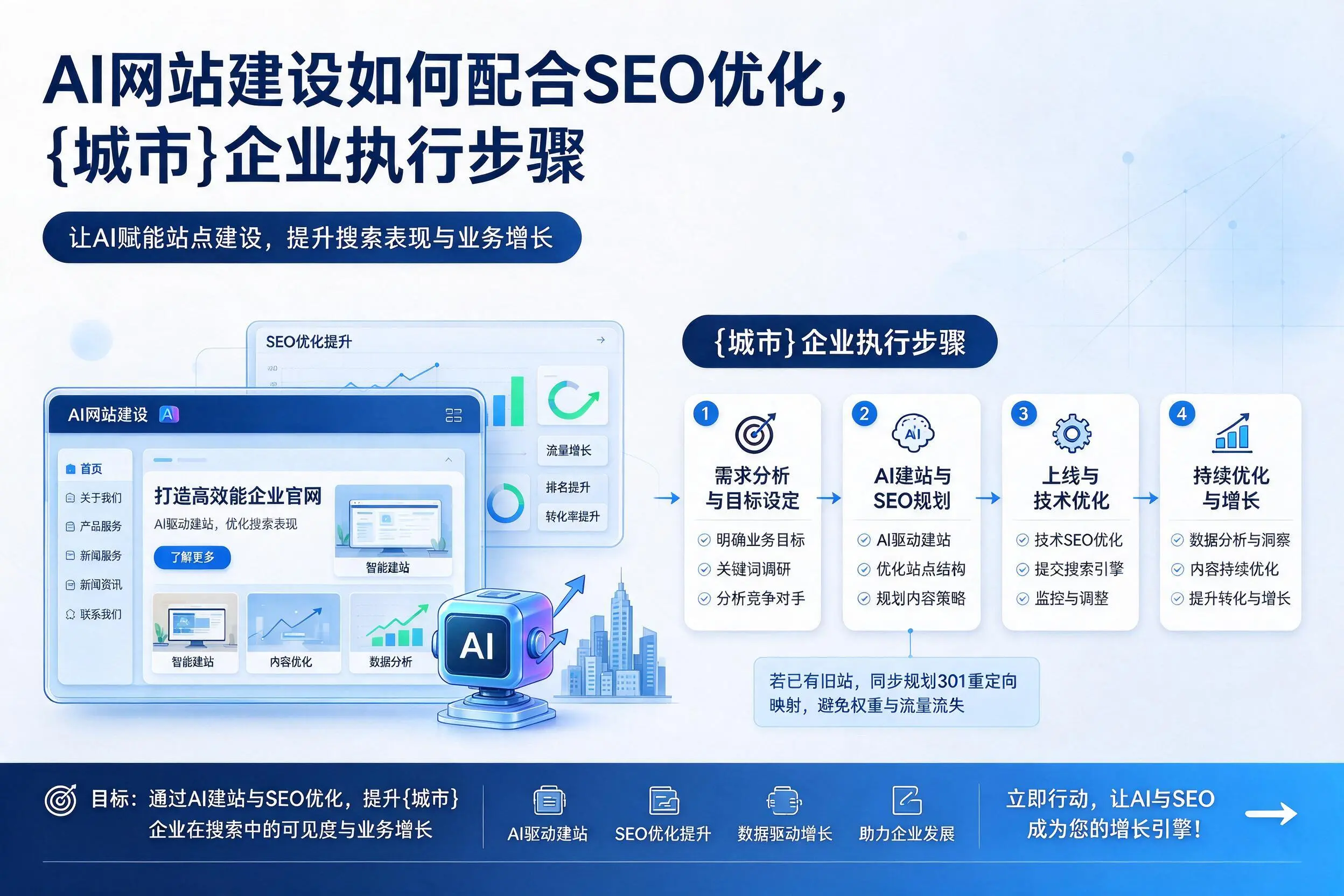 AI网站建设如何配合SEO优化,三门峡企业执行步骤