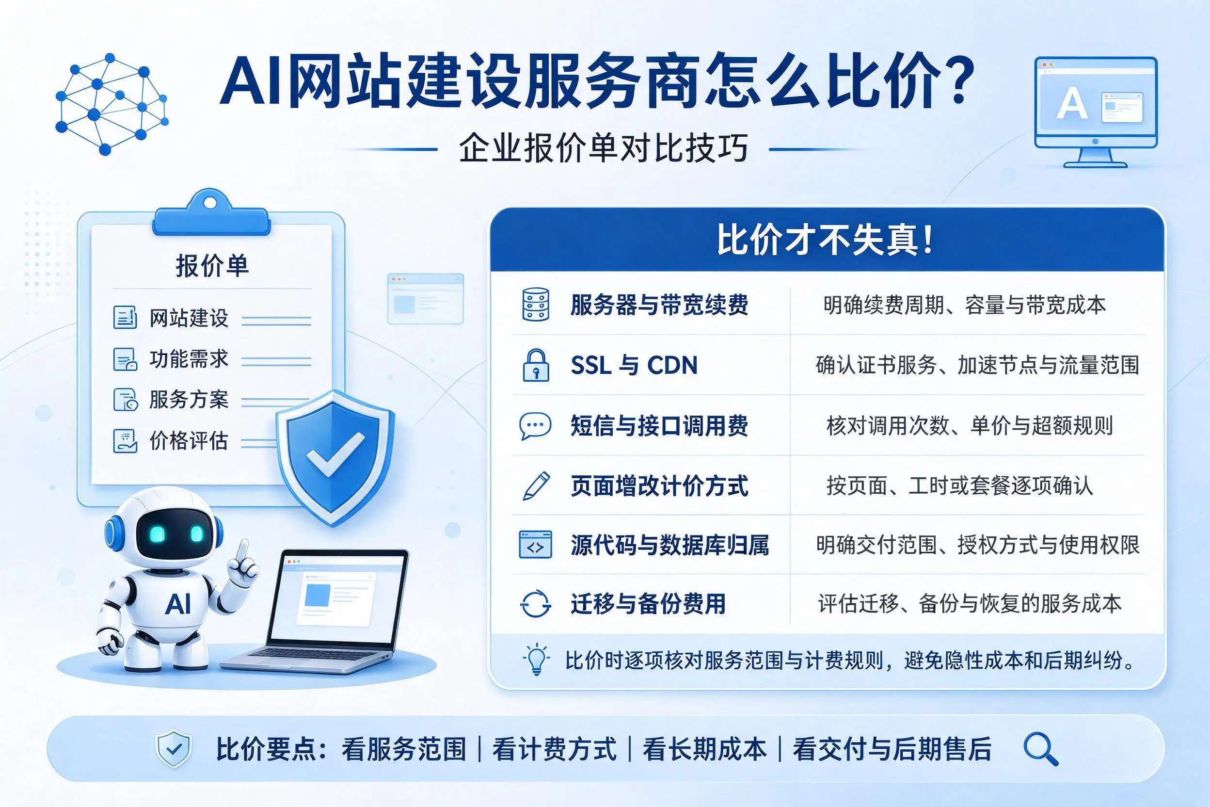 AI网站建设服务商怎么比价?三门峡企业报价单对比技巧
